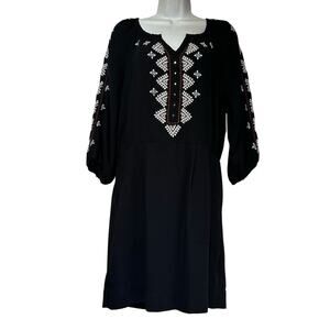 nanette lepore black long sleeve embroidered pockets dress Size 2
